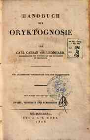 Handbuch der Oryktognosie von Carl Caesar von Leonhard ... fur akademische Vorlesungen und zum Selbststudium